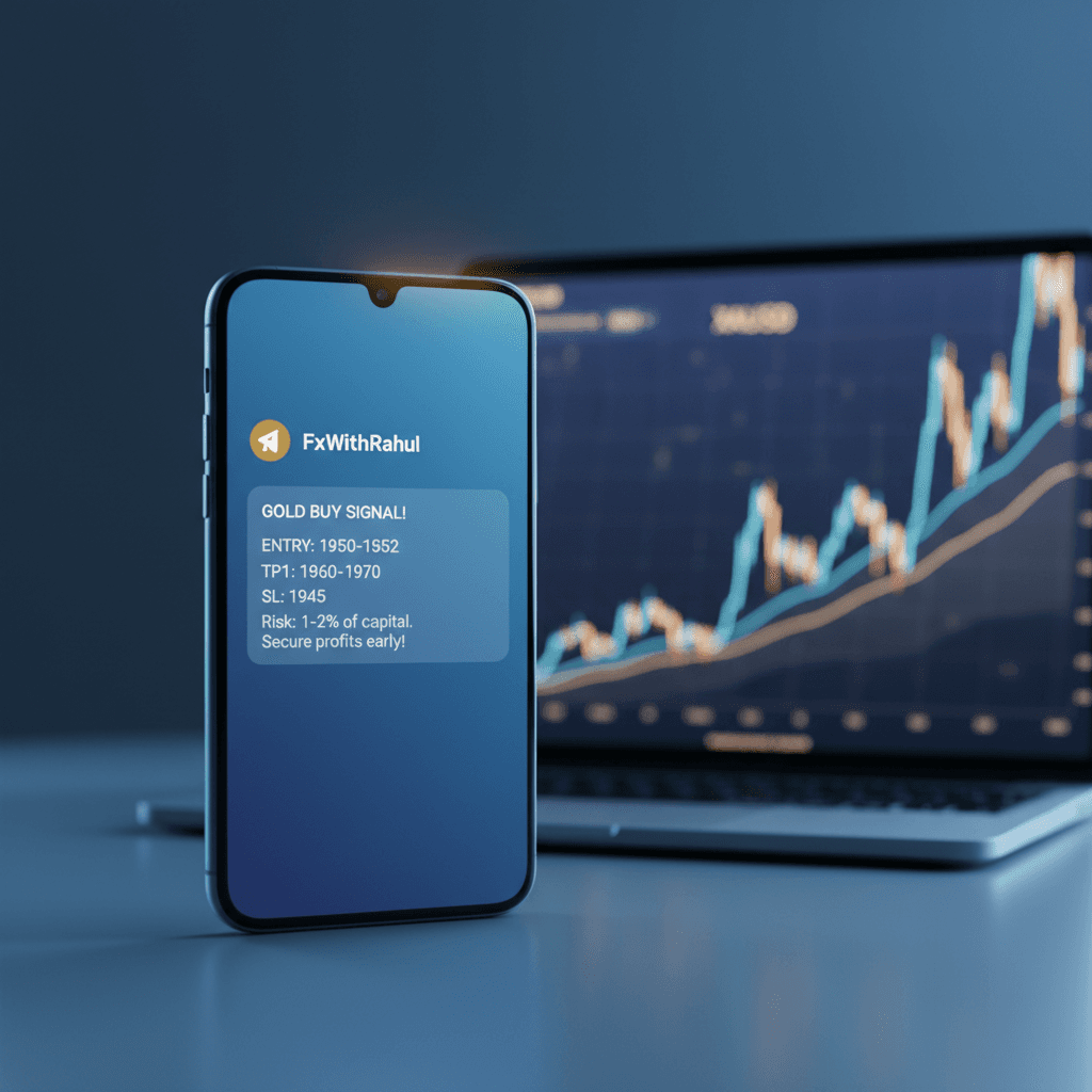 Telegram trading signal notification on smartphone